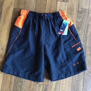 Speedo Navy orange swim trunks sz s